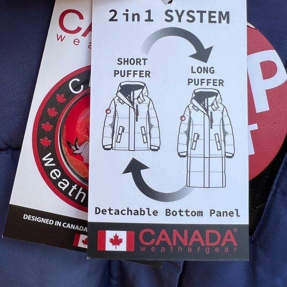 NWT Canada Weather Gear Blue 2-in-1 Length Waterproof Opt Hooded Puffer Parka - Picture 2 of 16